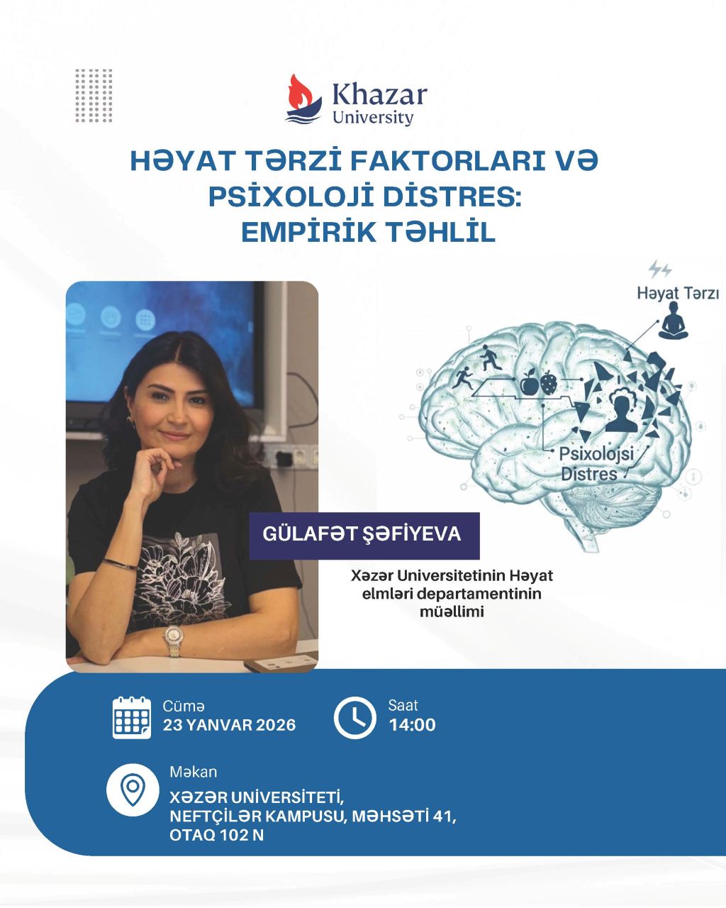 A seminar on "Lifestyle Factors and Psychological Distress: Empirical Analysis" will be held.
